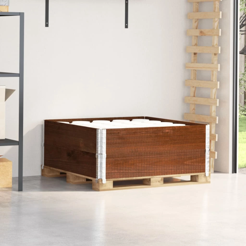 vidaXL palešu apmales, 2 gab., brūns, 100x100 cm, priedes masīvkoks