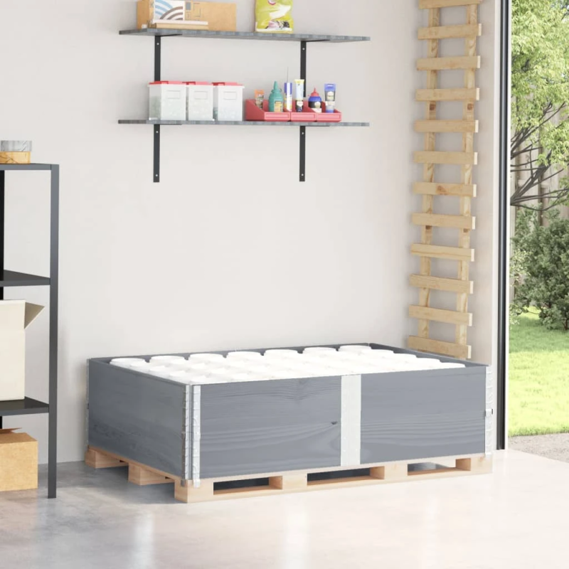 vidaXL palešu apmales, 2 gab., pelēks, 150x100 cm, priedes masīvkoks