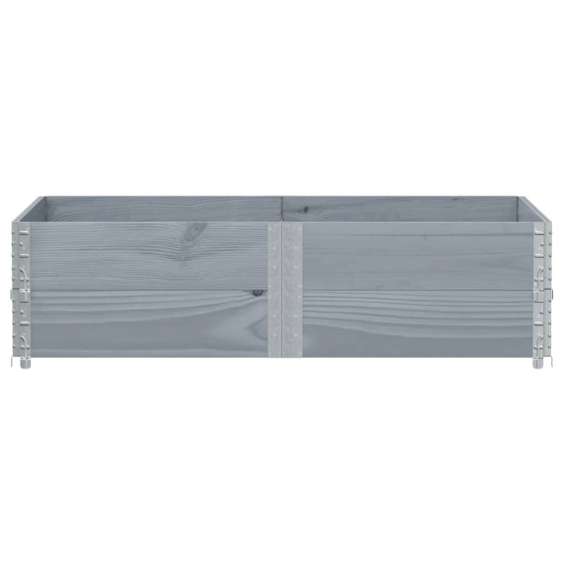 vidaXL palešu apmales, 2 gab., pelēks, 150x100 cm, priedes masīvkoks