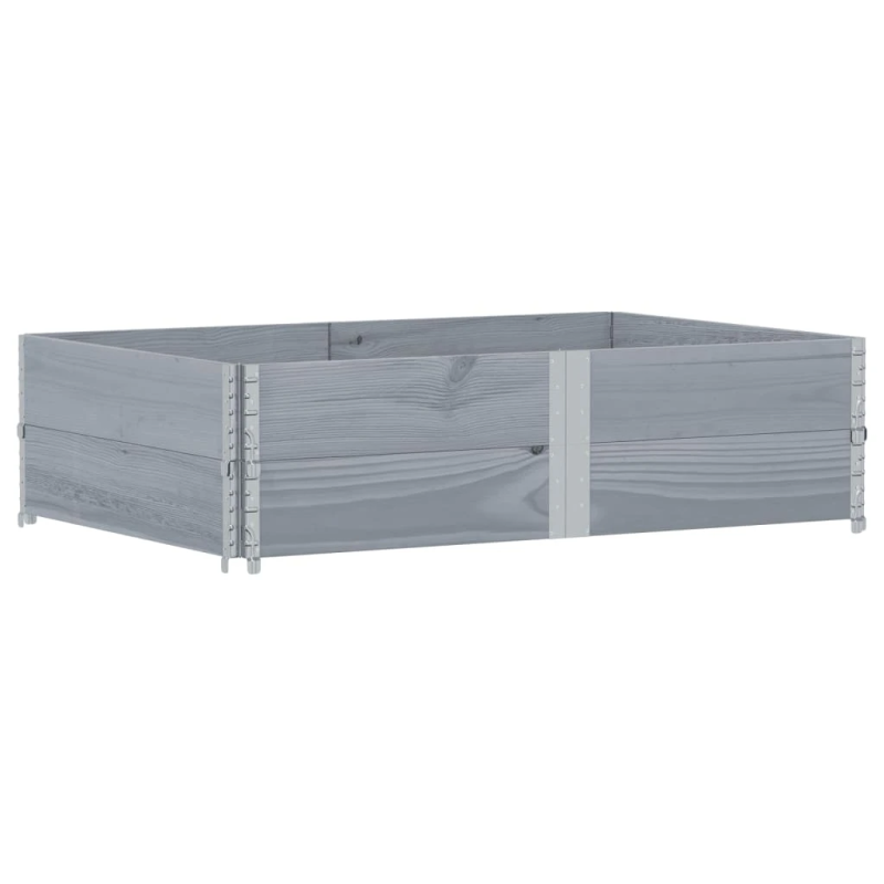 vidaXL palešu apmales, 2 gab., pelēks, 150x100 cm, priedes masīvkoks