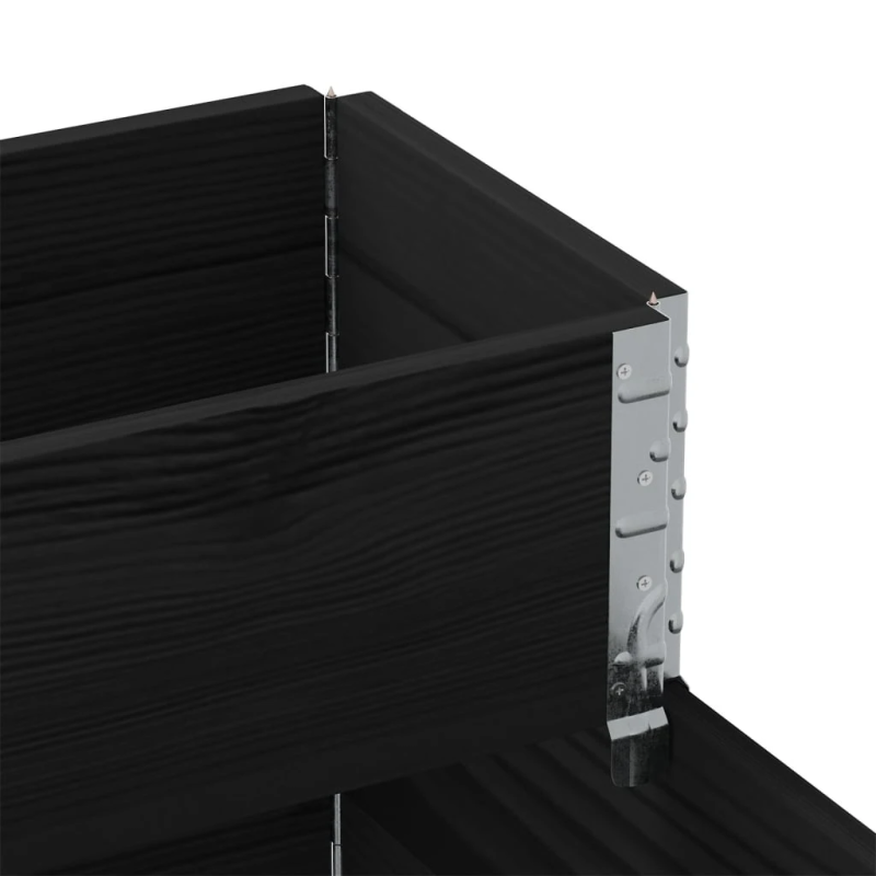 vidaXL 3-līmeņu puķu kaste, melna, 120x80 cm, priedes masīvkoks