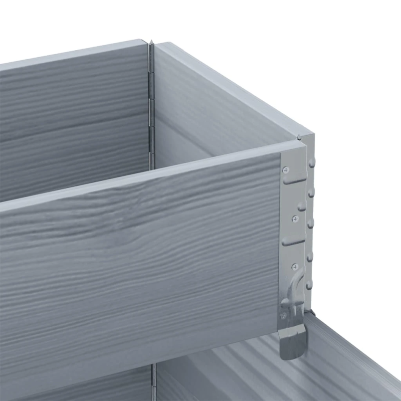 vidaXL 3-līmeņu puķu kaste, pelēka, 120x80 cm, priedes masīvkoks