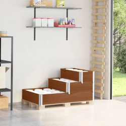 vidaXL 3-līmeņu puķu kaste, brūna, 120x80 cm, priedes masīvkoks