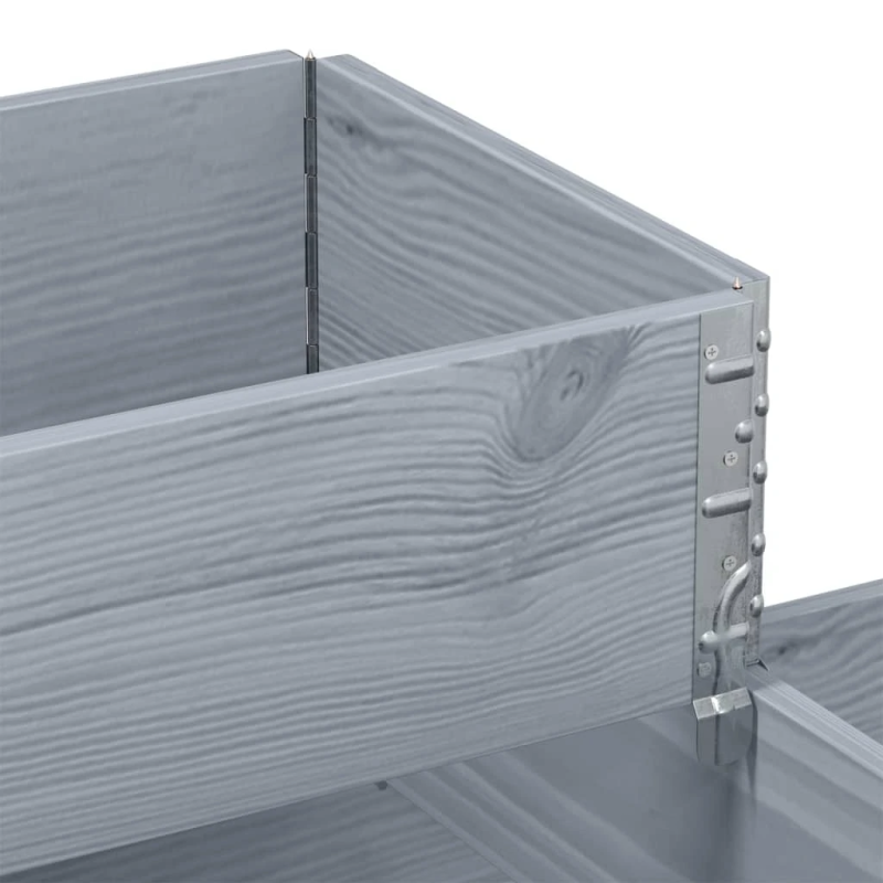 vidaXL 3-līmeņu puķu kaste, pelēka, 120x80 cm, priedes masīvkoks