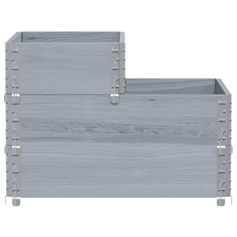 vidaXL 3-līmeņu puķu kaste, pelēka, 120x80 cm, priedes masīvkoks