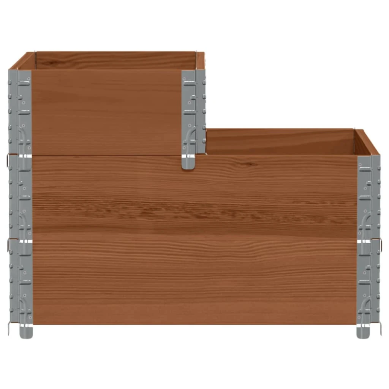 vidaXL 3-līmeņu puķu kaste, brūna, 120x80 cm, priedes masīvkoks