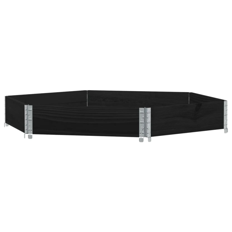 vidaXL puķu kaste, sešstūra, melna, 160x160 cm, priedes masīvkoks