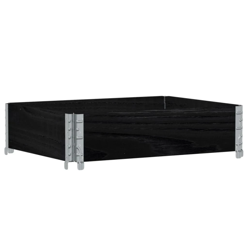 vidaXL dārza puķu kaste, melna, 80x60 cm, priedes masīvkoks