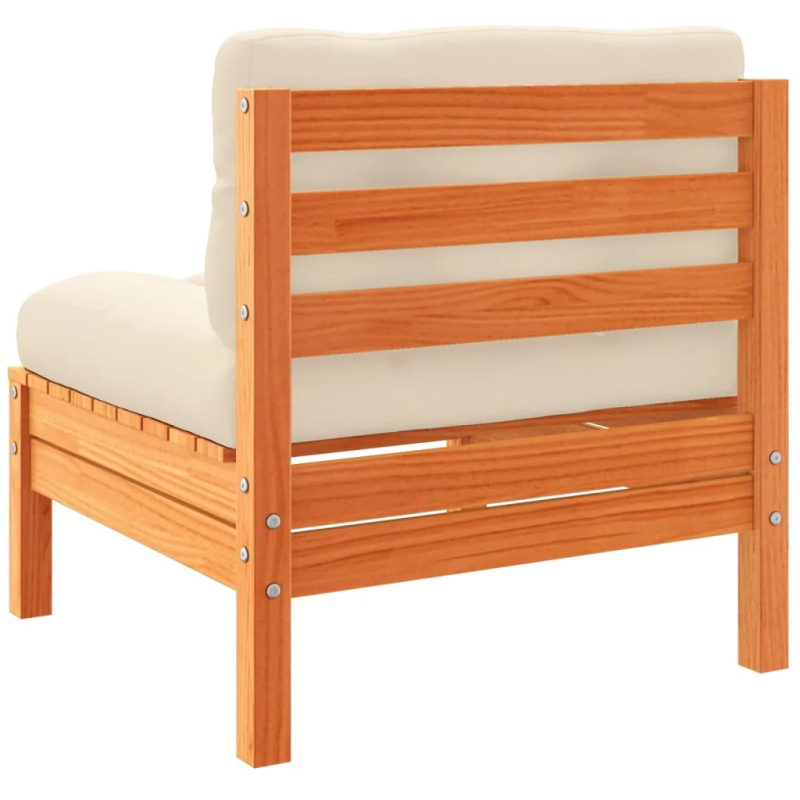 vidaXL 6-daļīgs dārza dīvānu komplekts, matrači, brūns priedes koks