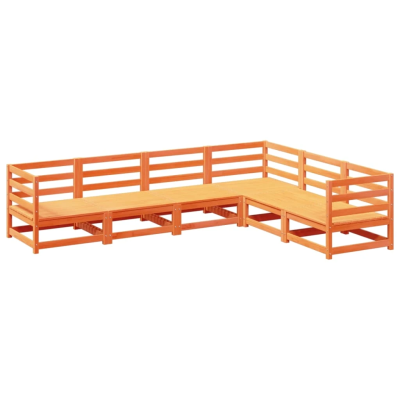 vidaXL 6-daļīgs dārza dīvānu komplekts, vaska brūnas priedes masīvkoks