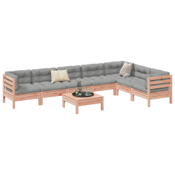 vidaXL 8-daļīgs dārza dīvānu komplekts, matrači, egles masīvkoks