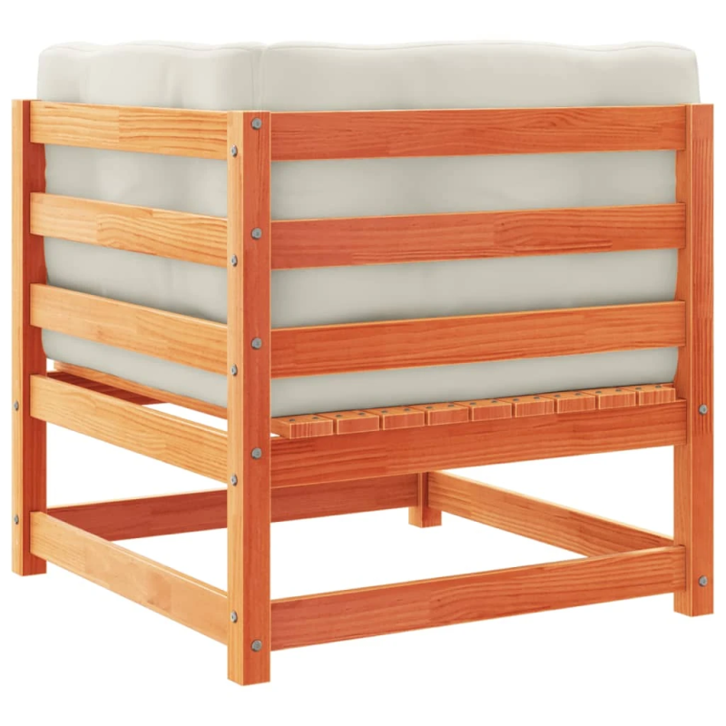 vidaXL 6-daļīgs dārza dīvānu komplekts, matrači, brūns priedes koks