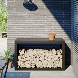 vidaXL malkas uzglabāšanas statīvs, melns, 100x40x60 cm, tērauds