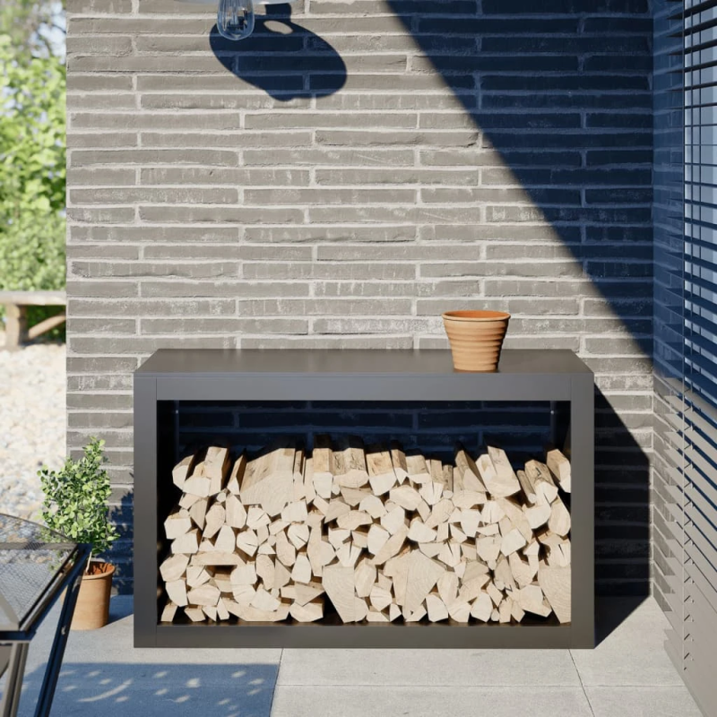 vidaXL malkas uzglabāšanas statīvs, pelēks, 100x40x60 cm, tērauds