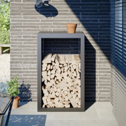 vidaXL malkas uzglabāšanas statīvs, pelēks, 60x40x100 cm, tērauds