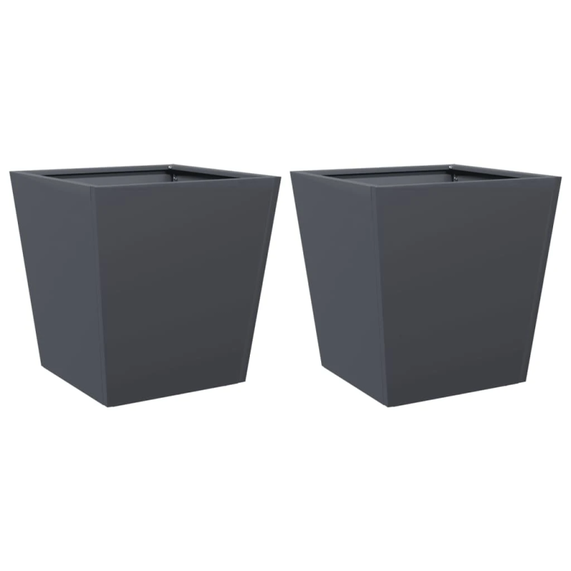 vidaXL dārza puķu kastes, 2 gab., antracītpelēkas, 40x40x40cm, tērauds