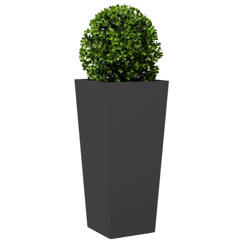 vidaXL dārza puķu kaste, melna, 35x35x75 cm, tērauds