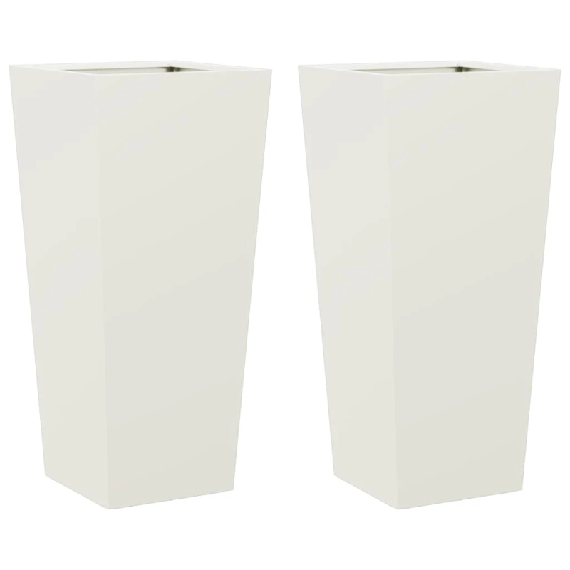 vidaXL dārza puķu kastes, 2 gab., baltas, 35x35x75 cm, tērauds