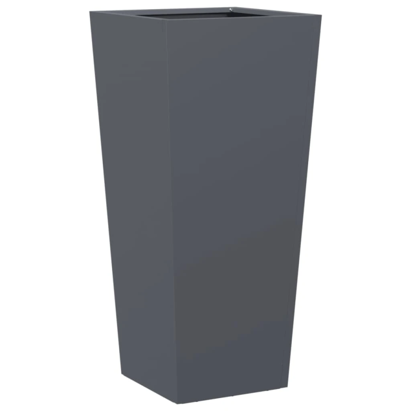 vidaXL dārza puķu kaste, pelēka, 35x35x75 cm, tērauds