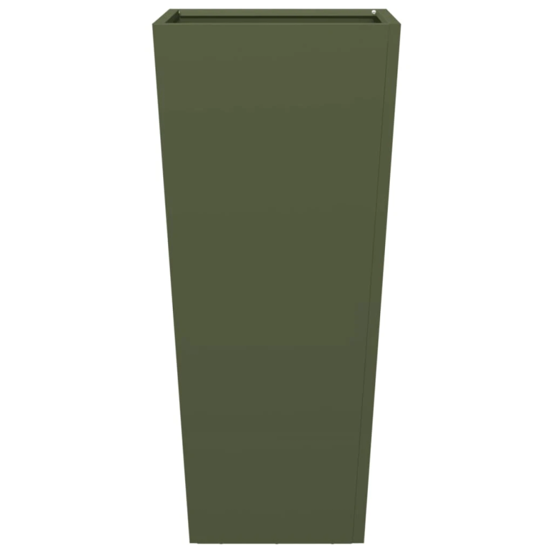 vidaXL dārza puķu kastes, 2 gab., olīvu zaļas, 35x35x75 cm, tērauds