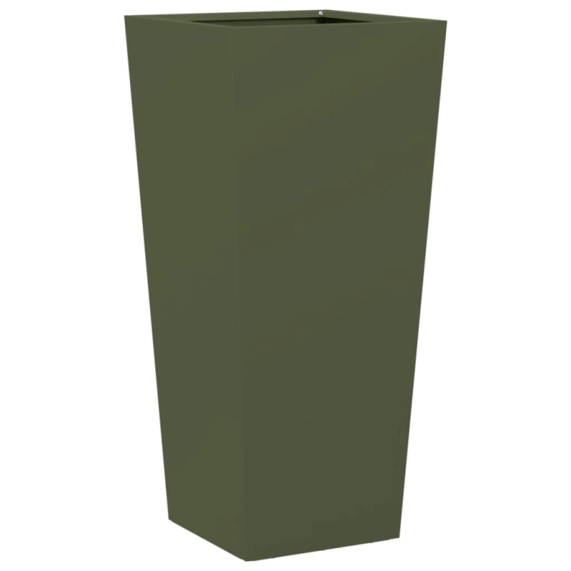 vidaXL dārza puķu kastes, 2 gab., olīvu zaļas, 35x35x75 cm, tērauds