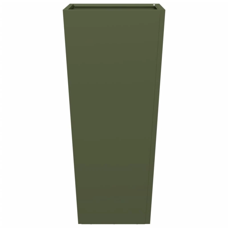 vidaXL dārza puķu kastes, 2 gab., olīvu zaļas, 35x35x75 cm, tērauds