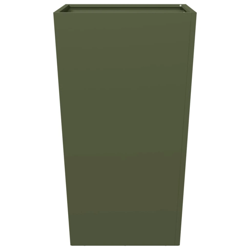 vidaXL dārza puķu kaste, olīvu zaļa, 45x45x75 cm, tērauds