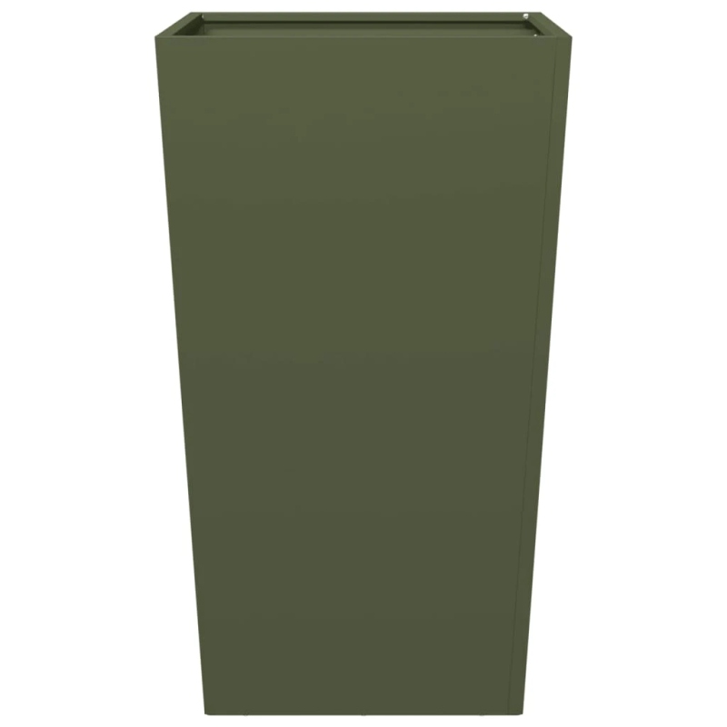 vidaXL dārza puķu kastes, 2 gab., olīvu zaļas, 45x45x75 cm, tērauds