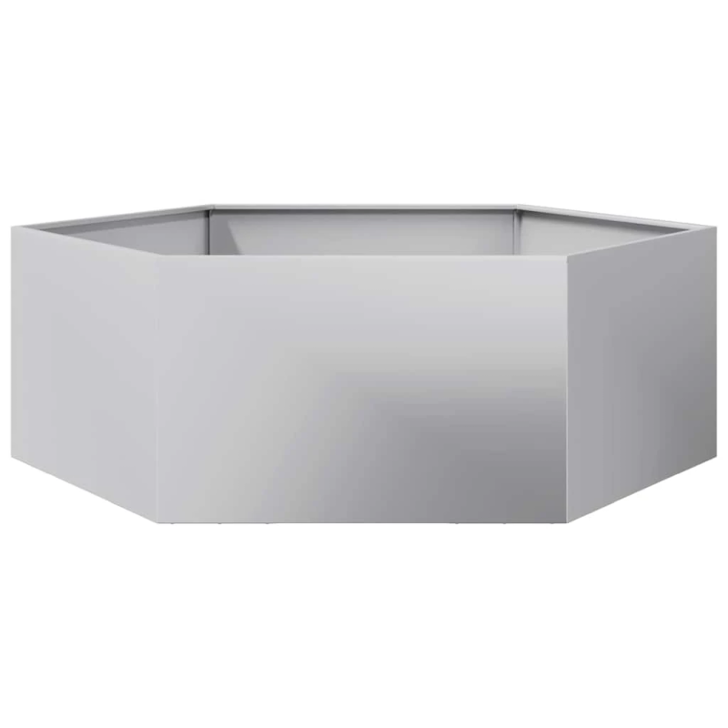 vidaXL dārza puķu kaste, sešstūra, 138x120x45 cm, cinkots tērauds