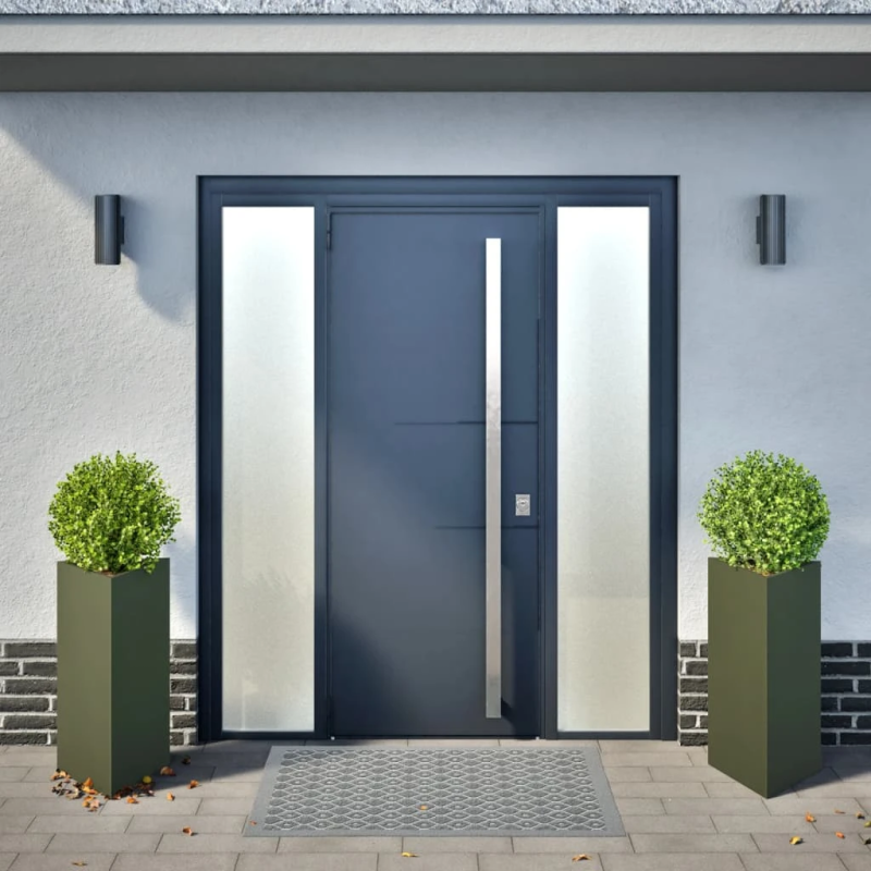 vidaXL dārza puķu kastes, 2 gab., olīvu zaļa, 40x34,5x70 cm, tērauds