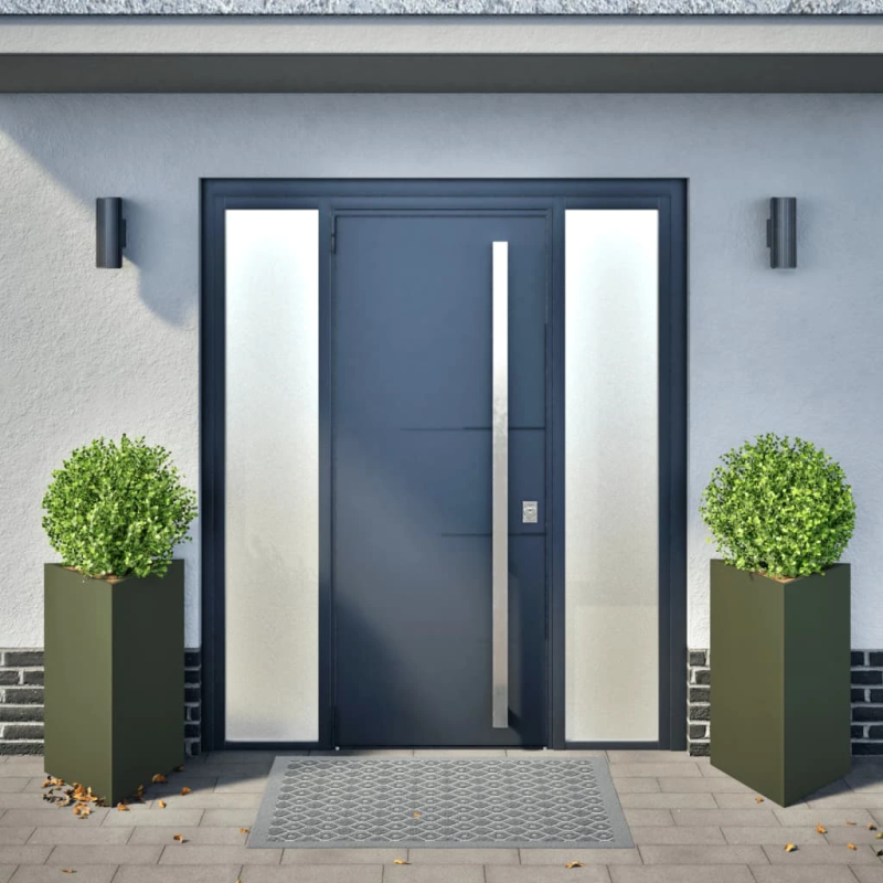 vidaXL dārza puķu kastes, 2 gab., olīvu zaļa, 50x43x75 cm, tērauds