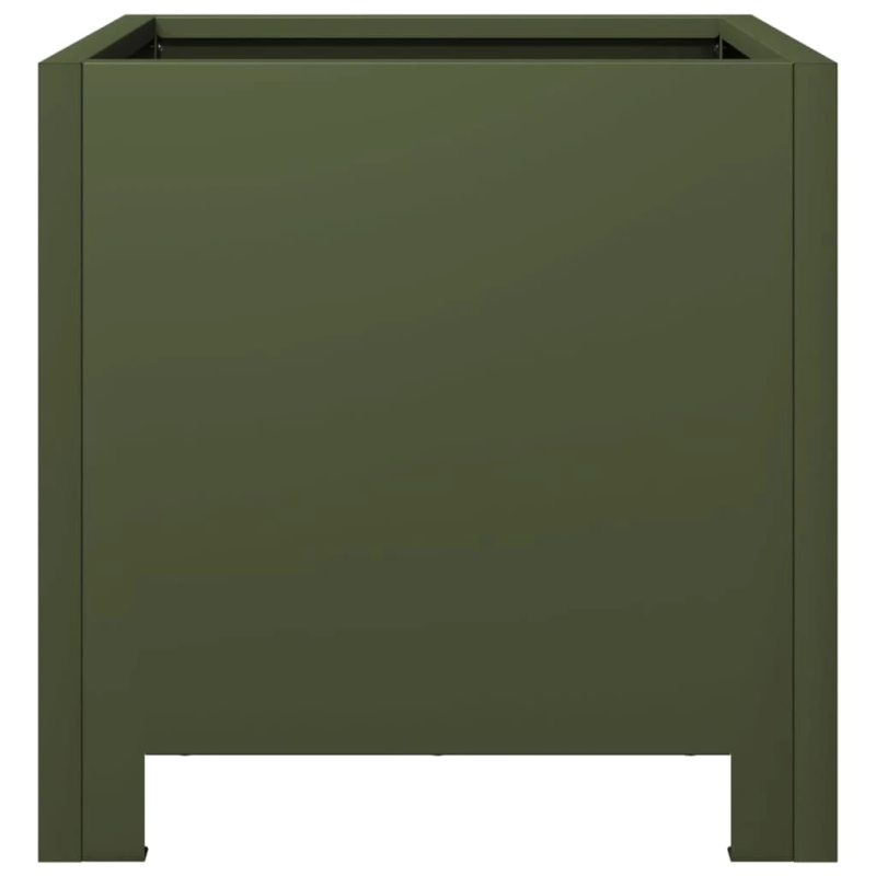 vidaXL dārza puķu kaste, olīvu zaļa, 30x30x30 cm, tērauds
