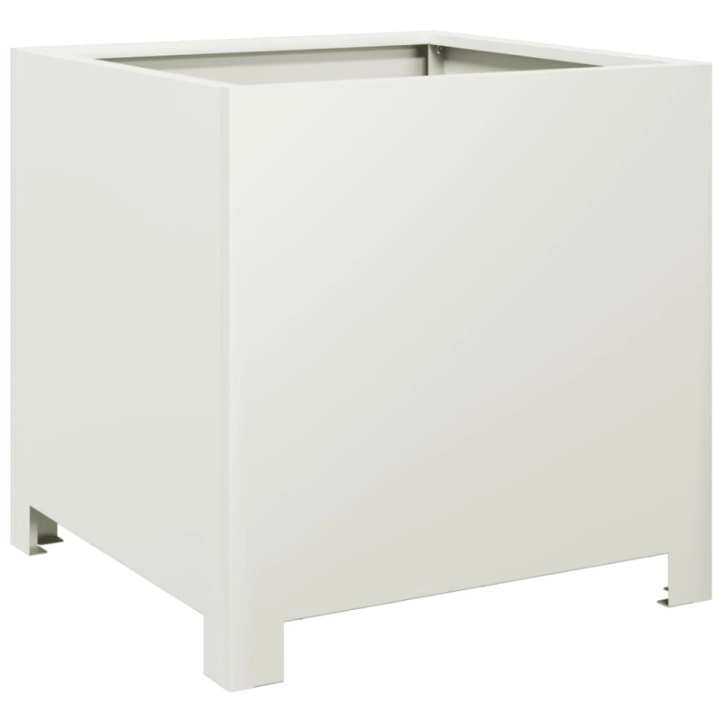 vidaXL dārza puķu kaste, balta, 40x40x40 cm, tērauds