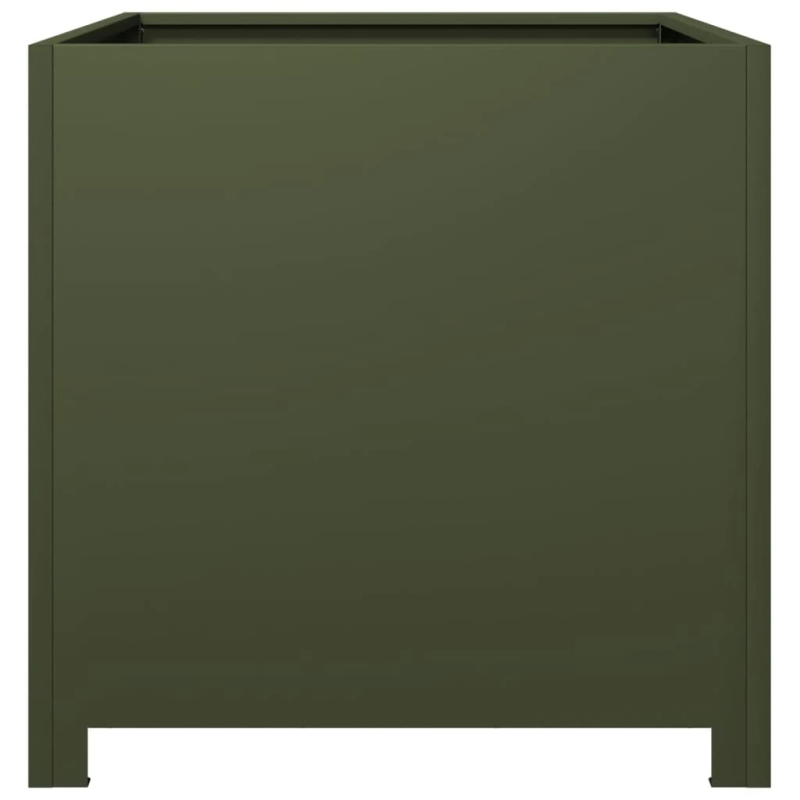 vidaXL dārza puķu kaste, olīvu zaļa, 50x50x50 cm, tērauds