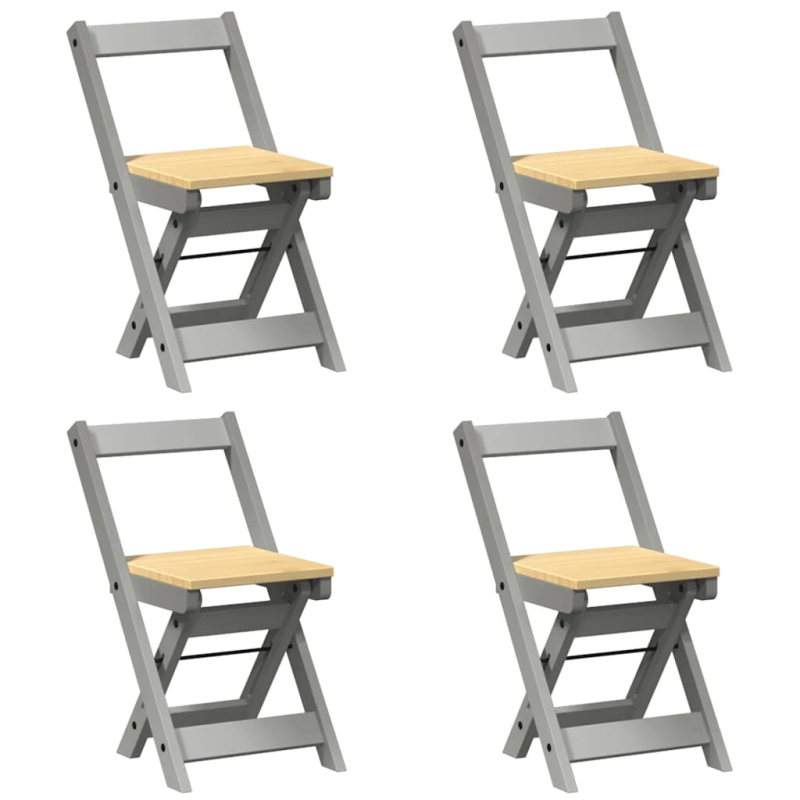 vidaXL ēdamistabas krēsli, saliekami, 4 gab., Corona, pelēks, priede