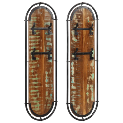 vidaXL sienas drēbju pakaramie ar 4 āķiem 2 gab. pārstrādāts masīvkoks