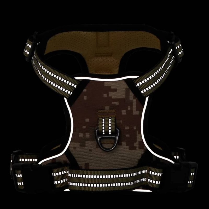 vidaXL suņu siksnas ar atstarojošām svītrām, regulējamas, brūnas, XL