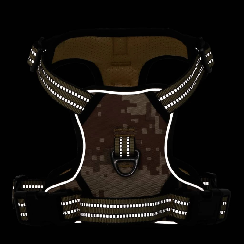 vidaXL suņu siksnas ar pavadu un kakla siksnu, regulējamas, brūna, M