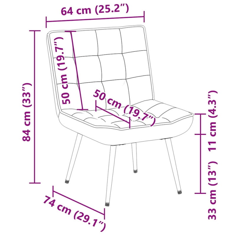 vidaXL Relaksējošais Krēsls Rozā 64x74x84 cm Samts