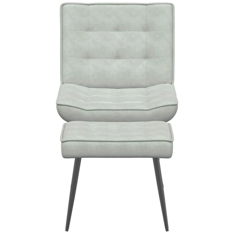 vidaXL atpūtas krēsls ar kājsoliņu, gaiši pelēks samts