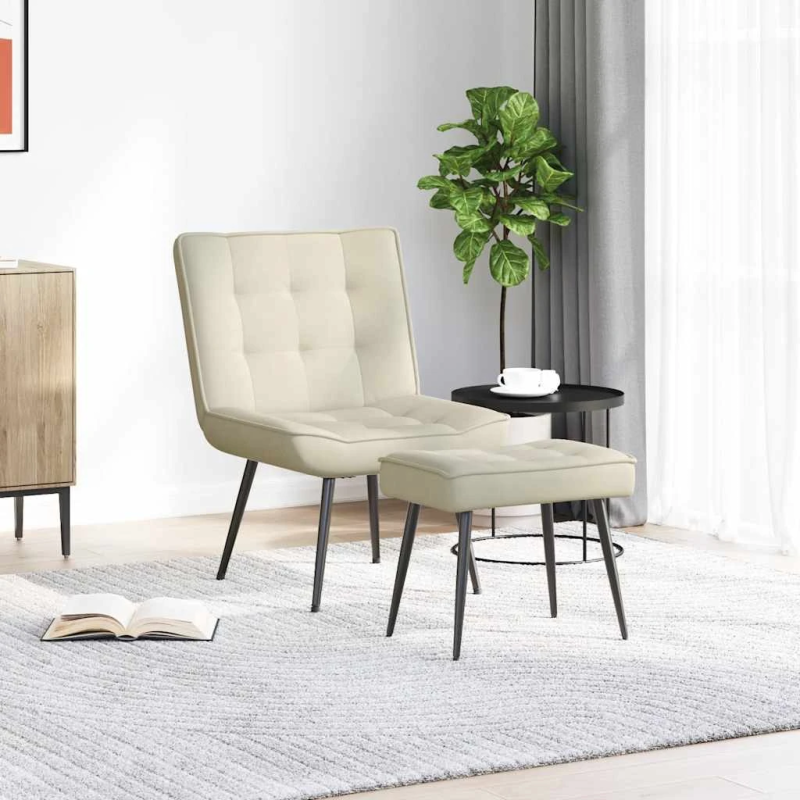 vidaXL Relaksējošs Krēsls ar Izkārnījumu krēmu Velvet