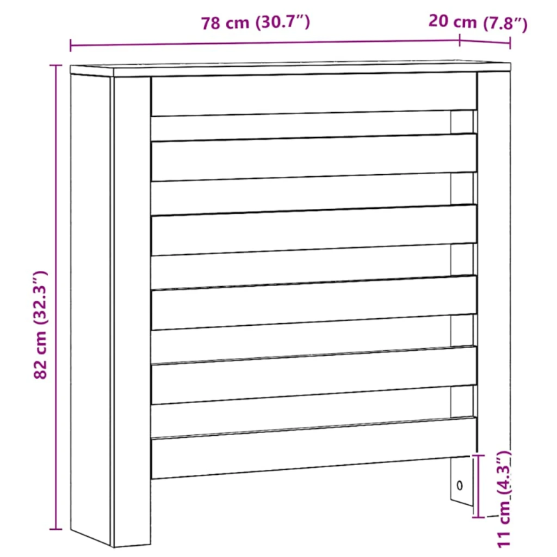 vidaXL radiatora pārsegs, koka krāsa, 78x20x82 cm, inženierijas koks