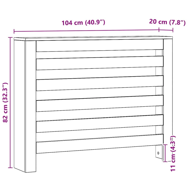 vidaXL radiatora pārsegs, koka krāsa, 104x20x82 cm, inženierijas koks