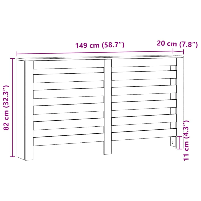 vidaXL radiatora pārsegs, koka krāsa, 149x20x82 cm, inženierijas koks