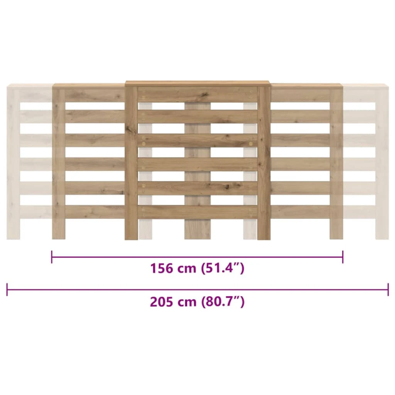 vidaXL radiatora pārsegs, koka krāsa, 205x21,5x83,5 cm, koks