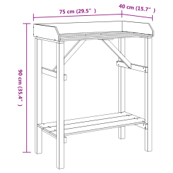 vidaXL Podu galds ar plauktu Brūna 75 x 40 x 90 cm Ciets priedes koks