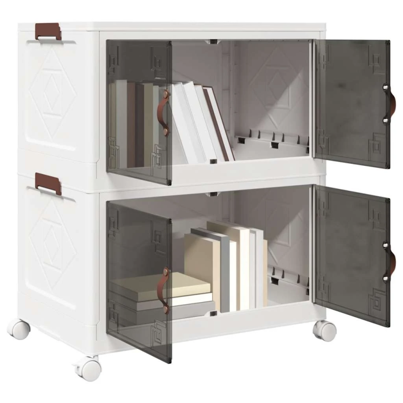 vidaXL Saliekama glabāšanas kaste ar riteņiem 2 līmeņu 75 L 64x40x76cm