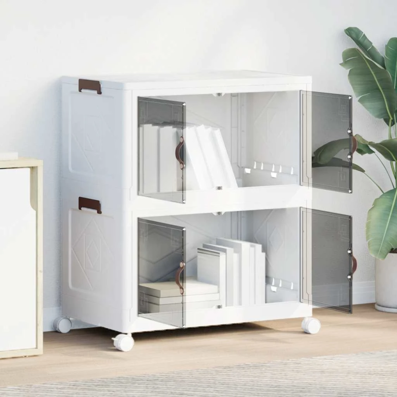 vidaXL Saliekama glabāšanas kaste ar riteņiem 2 līmeņu 75 L 64x40x76cm