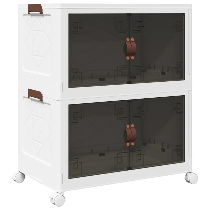 vidaXL Saliekama glabāšanas kaste ar riteņiem 2 līmeņu 75 L 64x40x76cm
