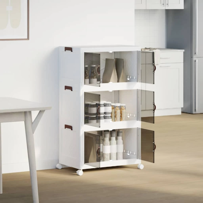 vidaXL Glabāšanas kaste ar riteņiem 3 līmeņu, 75 L, 64x39,5x110,5 cm